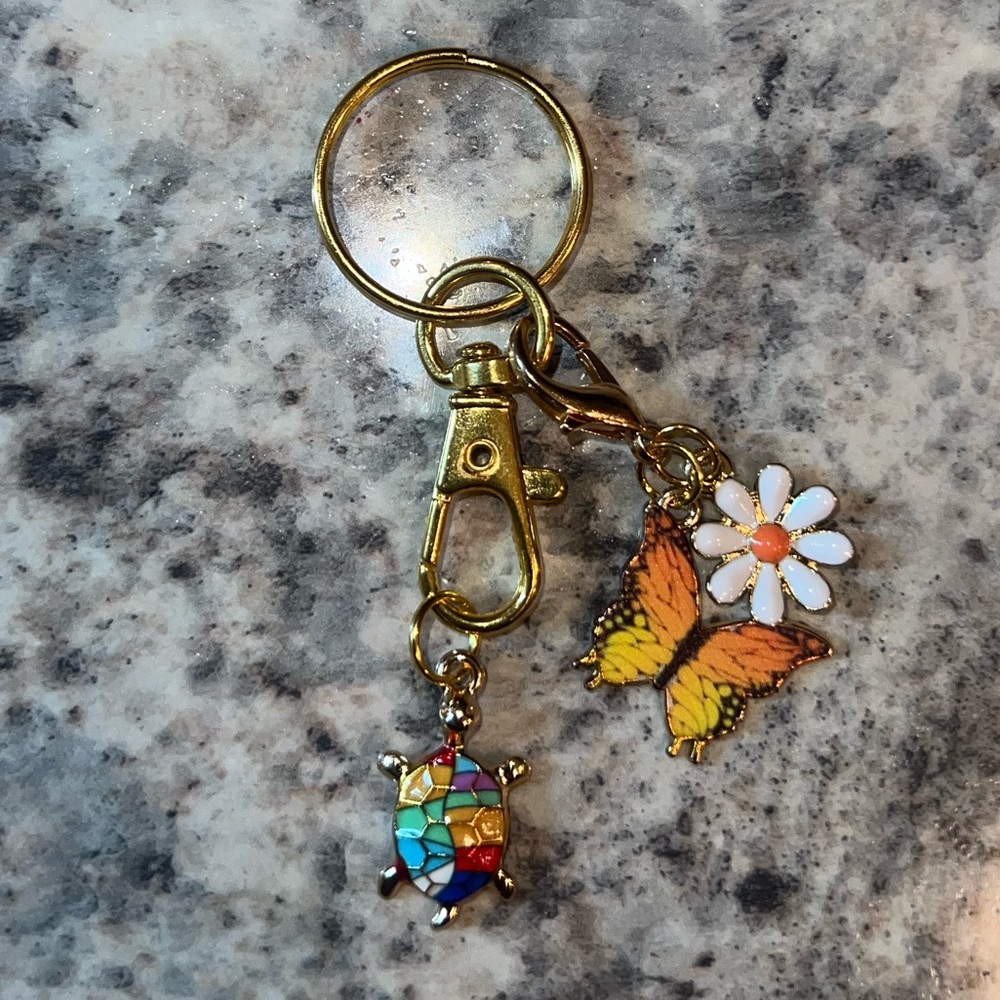 BRAND NEW Rainbow & Orange Butterfly Keychain